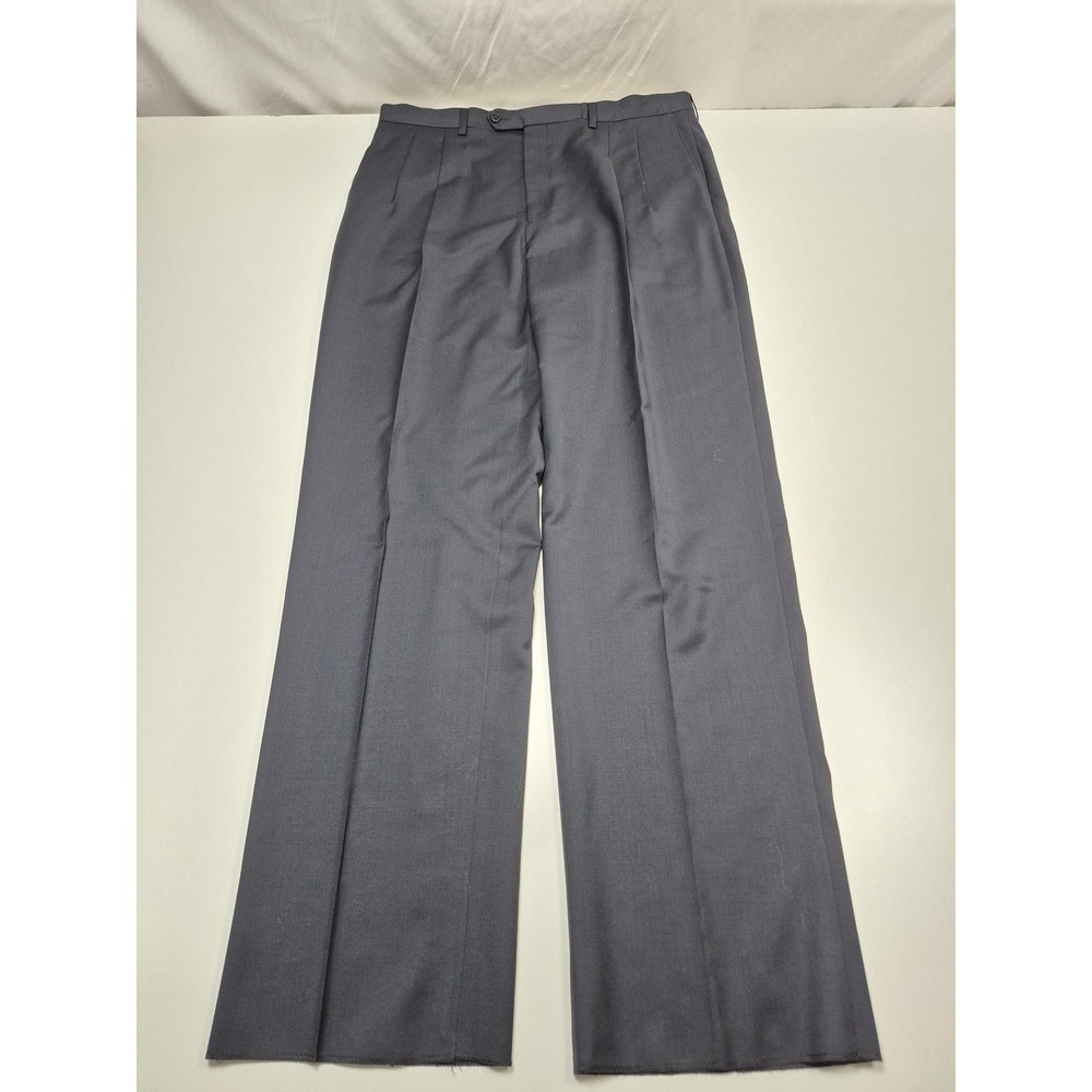 VTG Zanieri Dress Pants Mens 38x35 Gray Pleated Straight Italy Unhemmed